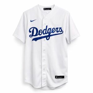Nike White & Royal Blue Dodgers Button-Front Jersey